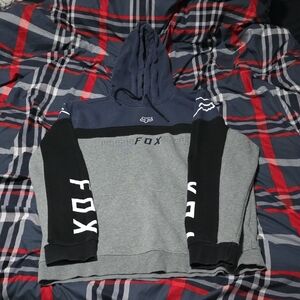 Fox Men's Gray and Black Hoodie
